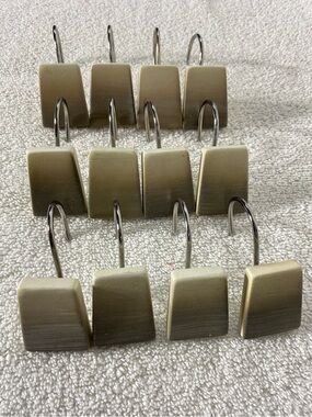 5/$35 Brushed Beige Taupe Ombré Shower Curtain Hooks 12pcs